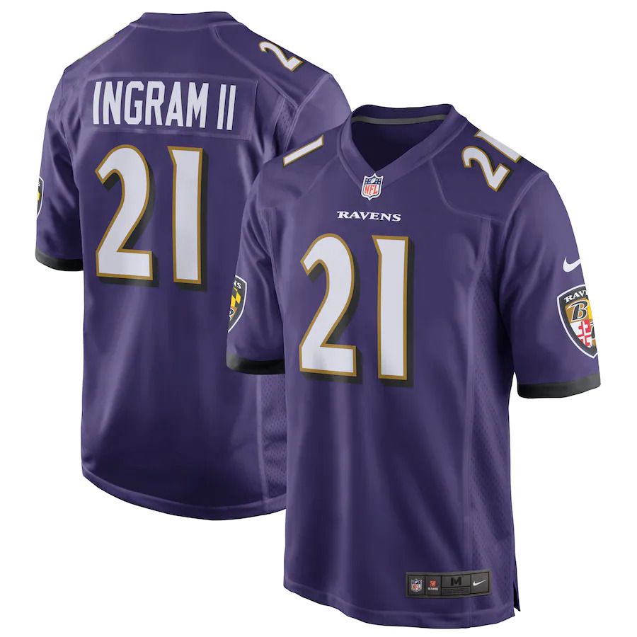 Men Baltimore Ravens #21 Mark Ingram Nike Purple Game Player NFL Jersey